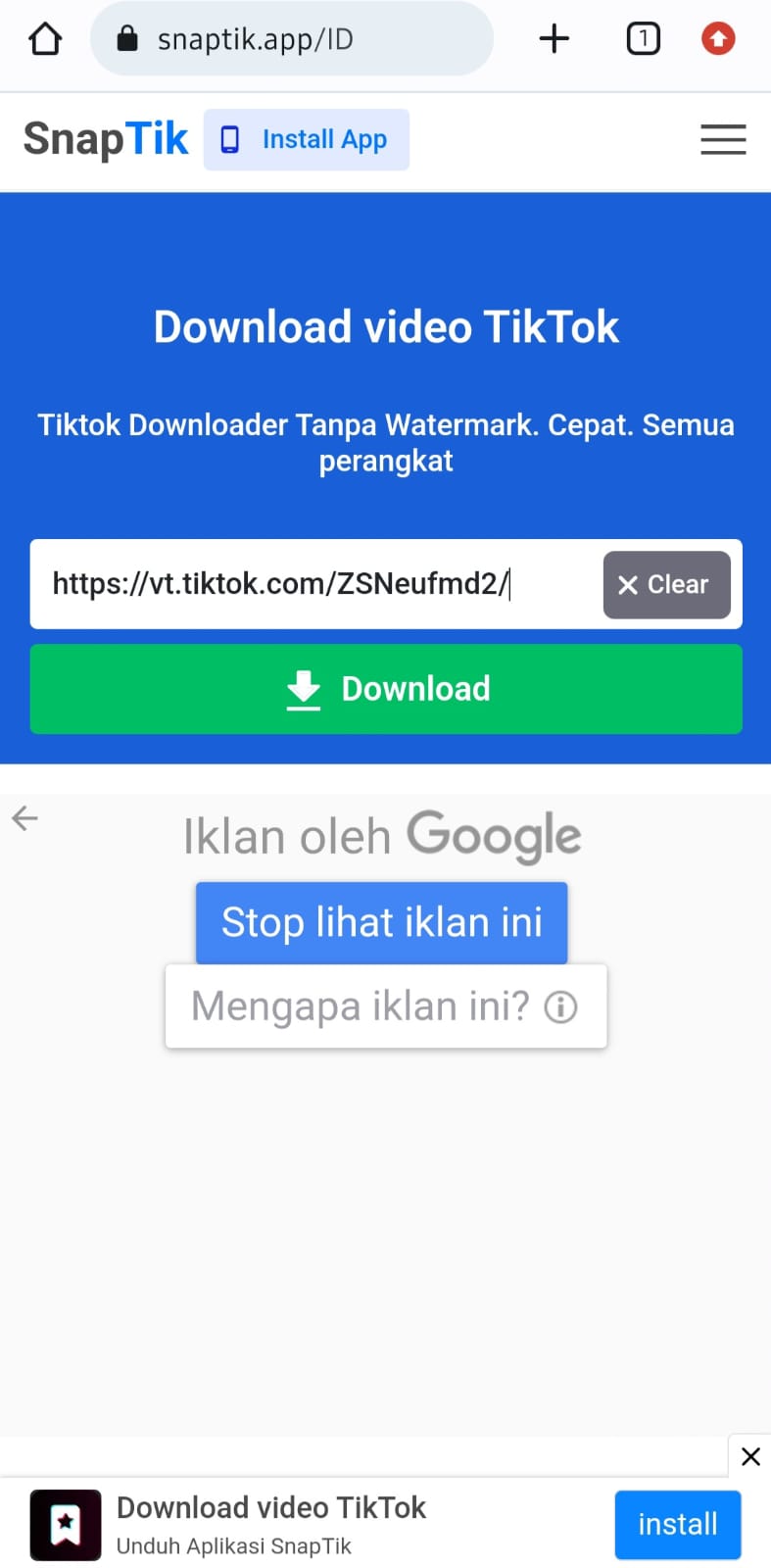 Snaptik ss tiktok tanpa watermark