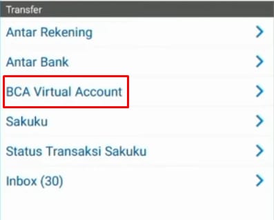 BCA Virtual Account Transfer