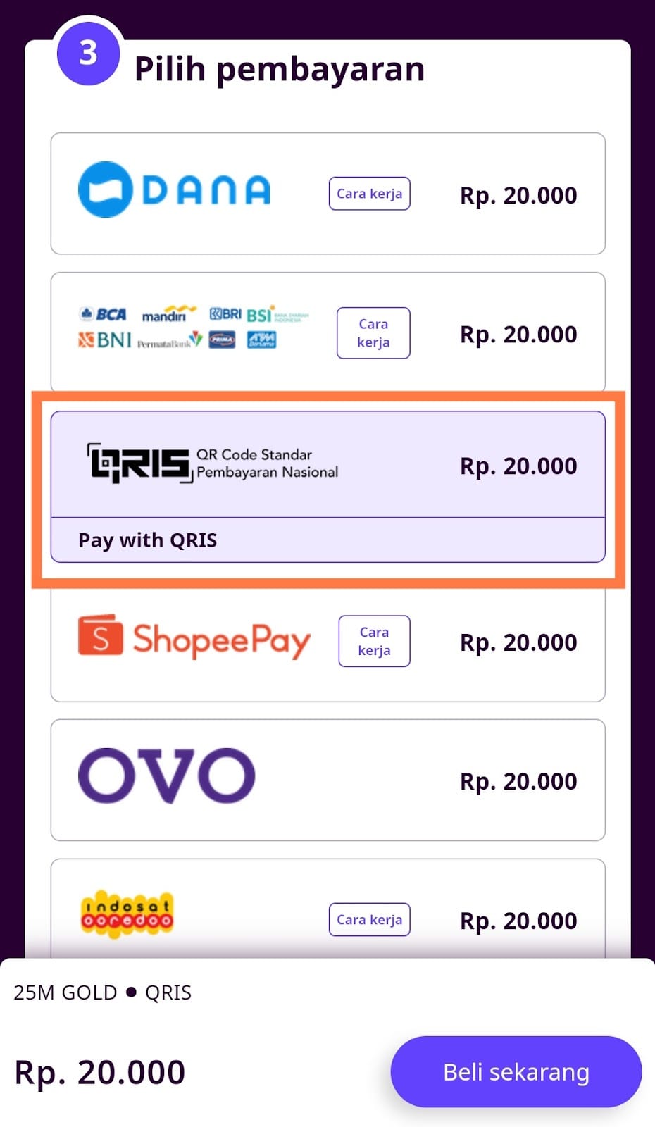 Metode pembayaran Codashop Domino top up