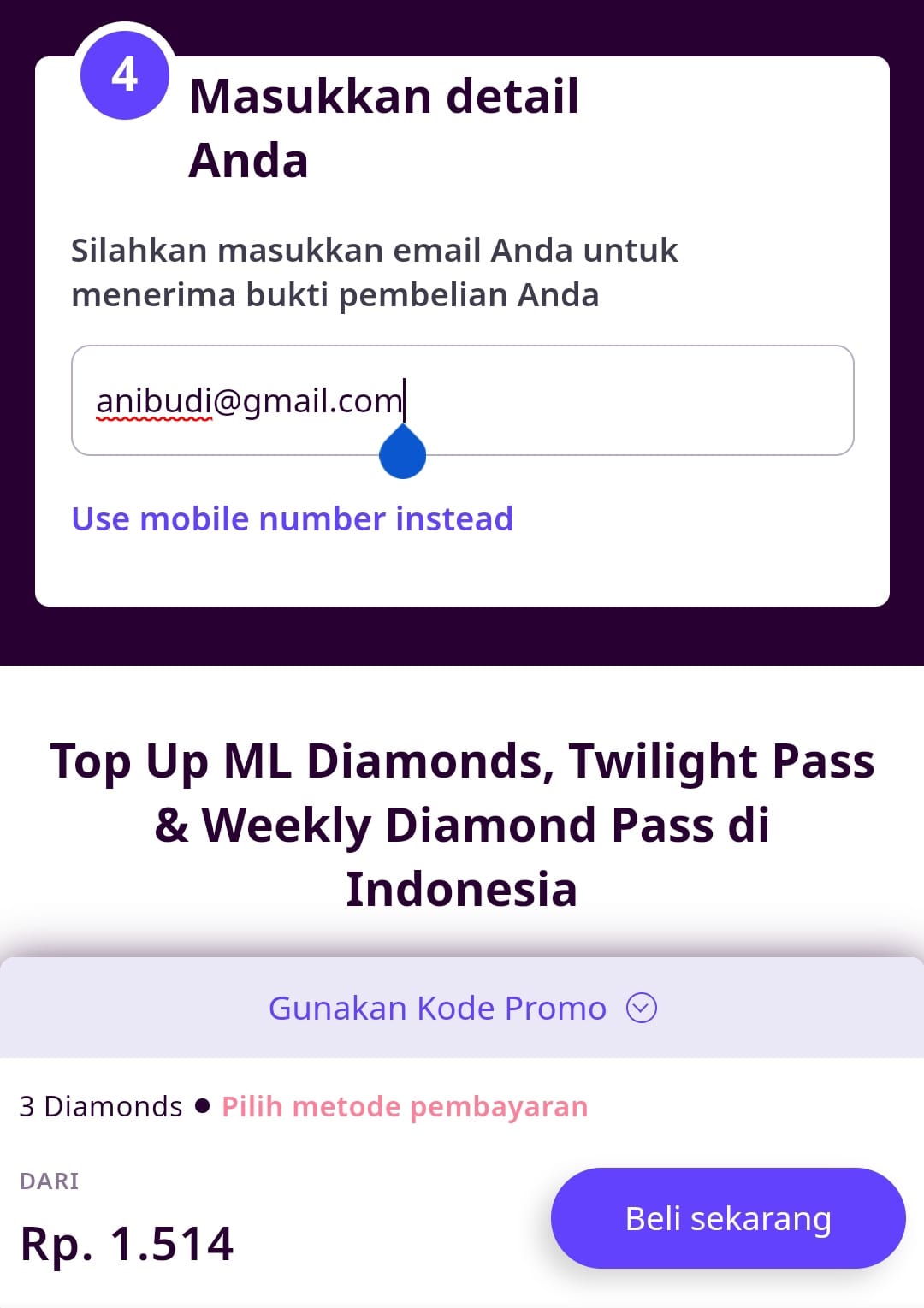 beli diamond mobile legends codashop