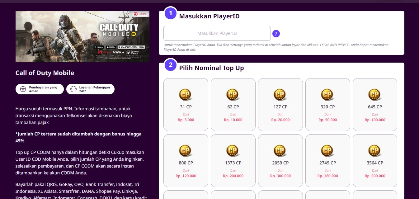 top up cod mobile di codashop