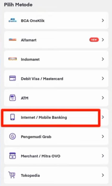 top up ovo dari m banking